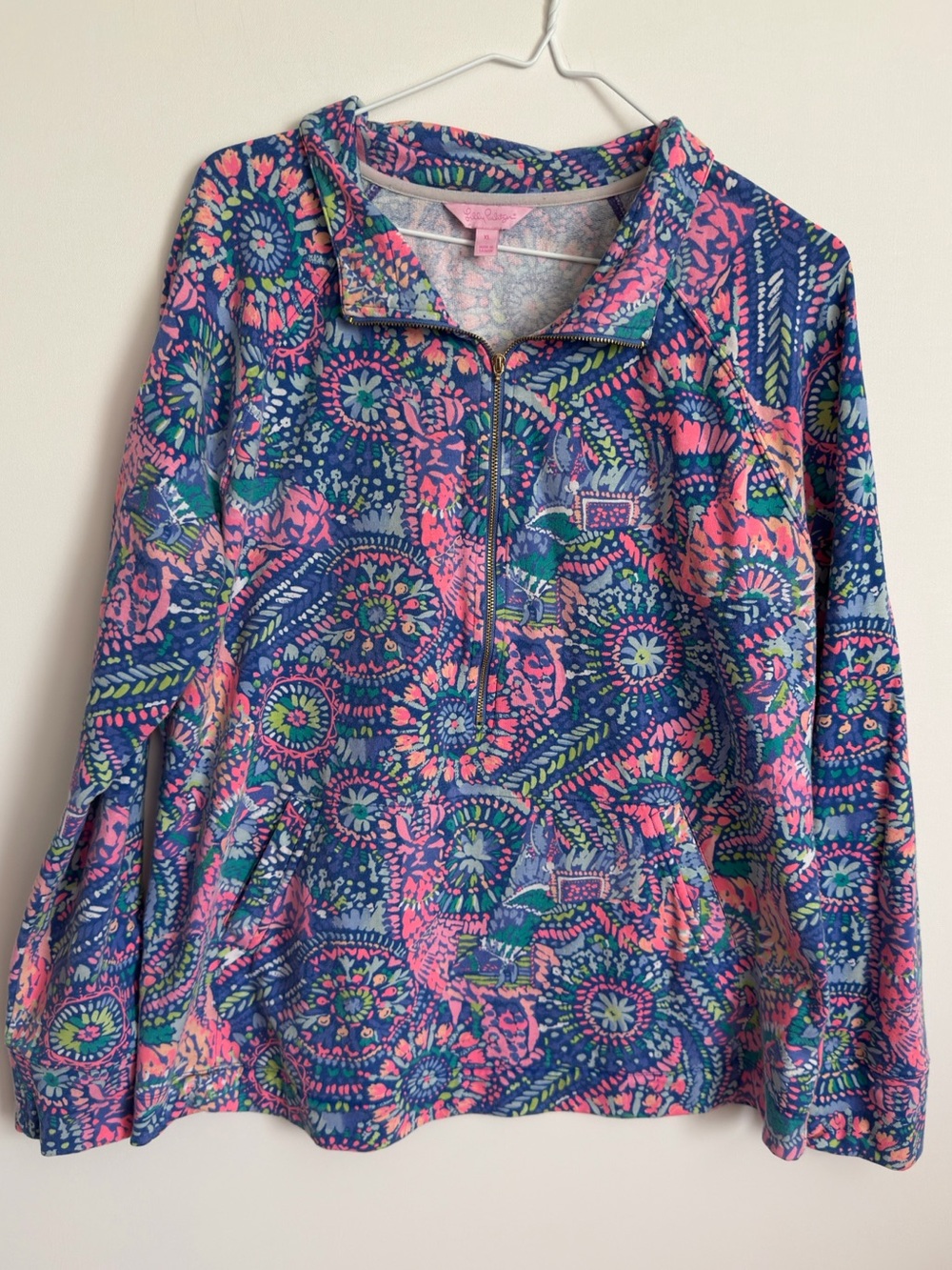 Lilly Pulitzer No Prob Llama Kangaroo Quarter Zip Popover Size XL